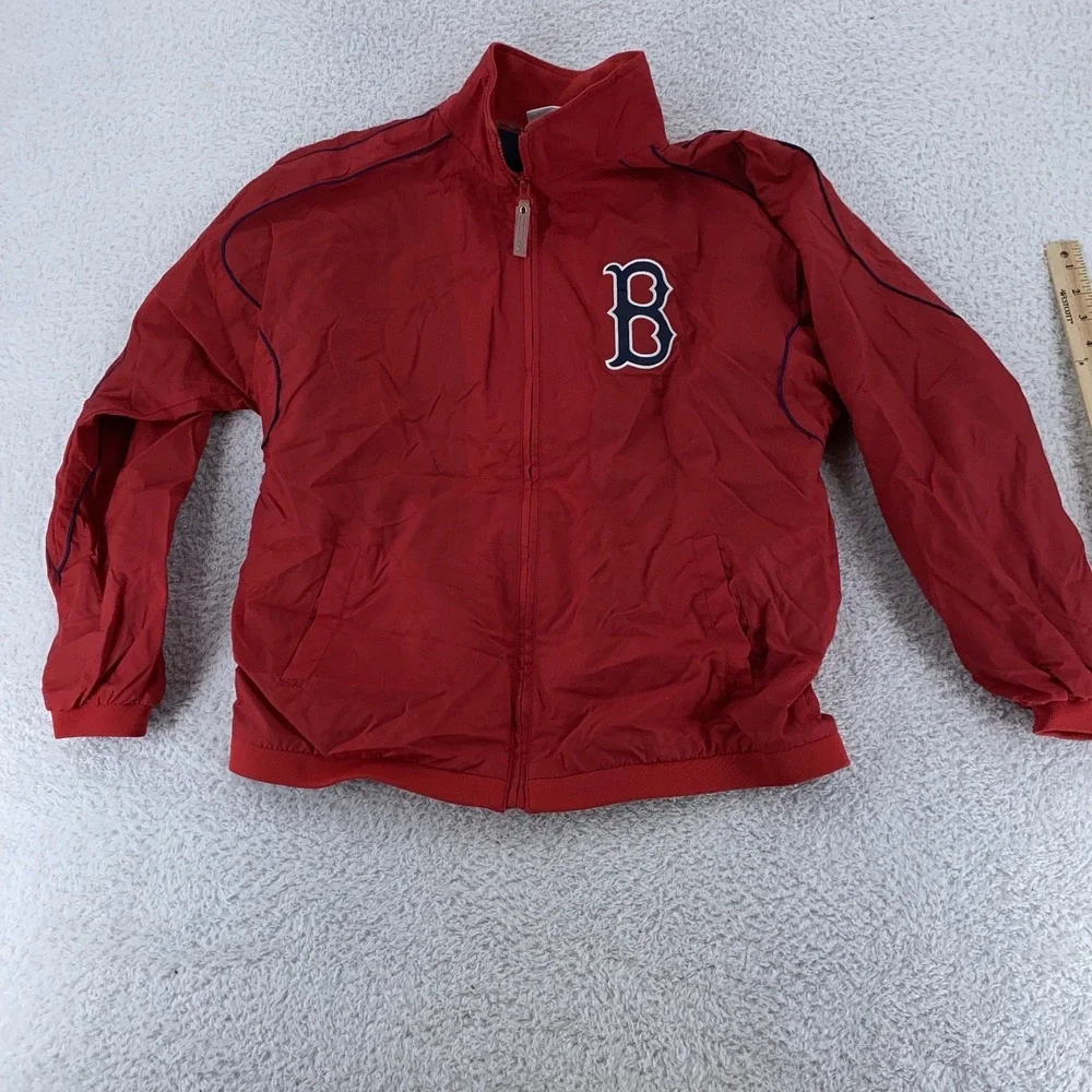 Boston Red Sox Jacket YOUTH 14/16 Red MLB Baseball Full Zip Windbreaker Majestic